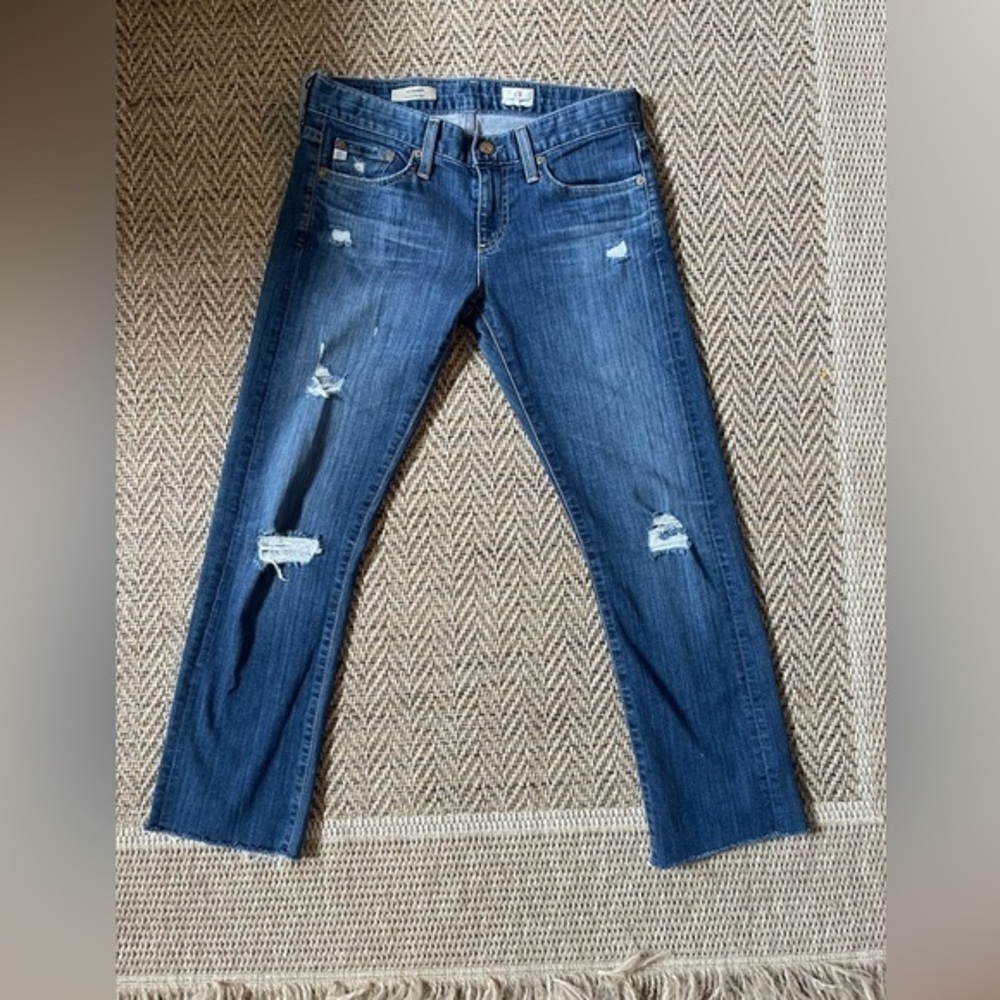 AG Adriano Goldschmied Tomboy Relaxed Straight Distressed Cropped Jeans Size 25